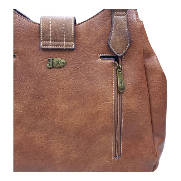 Justin Brown Concealed Carry Handbag With Dual Zippered Pockets Magnet Closure - Picture 4 of 16